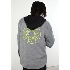 PAS DE MER Hooded Football Grey Shirt